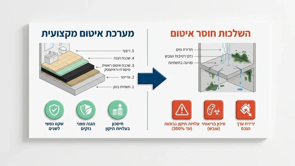 נוצר על ידי מודל בינה מלאכותית Gemini Pro רצפת חדר רחצה לאחר מריחת חומר איטום ביטומני