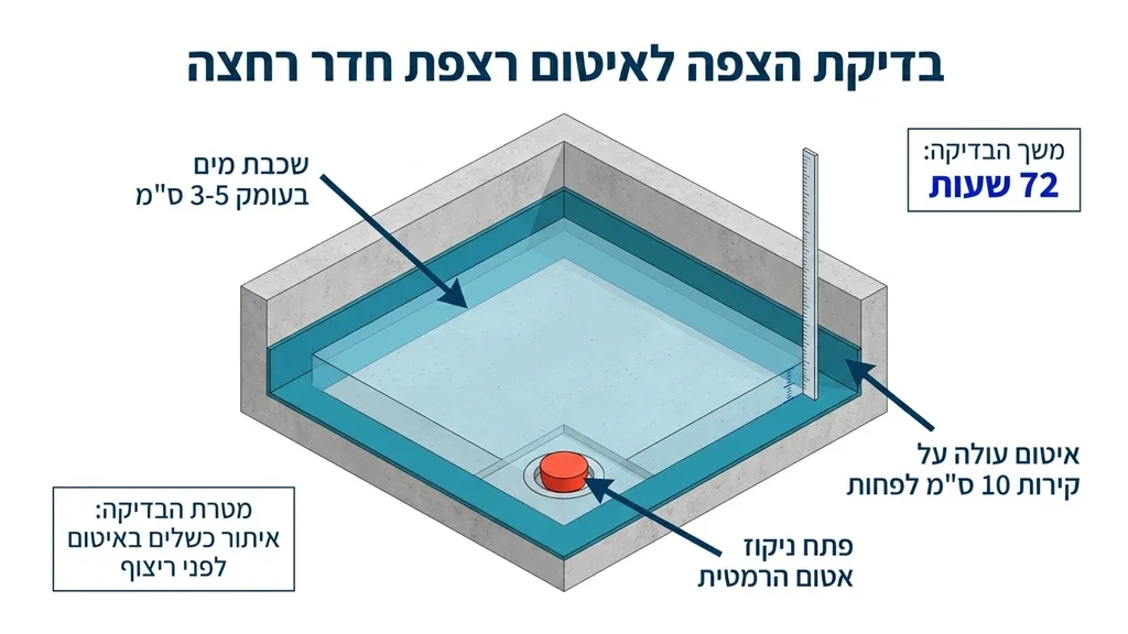 נוצר על ידי מודל בינה מלאכותית Gemini Pro בדיקת הצפה בחדר רחצה