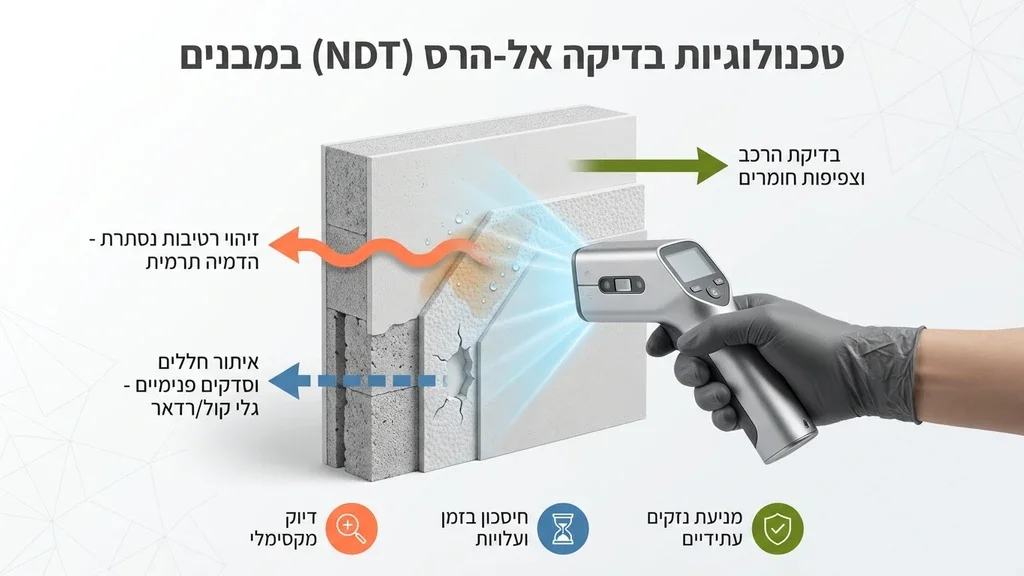 נוצר על ידי מודל בינה מלאכותית Gemini Pro בדיקת קיר לאיתור רטיבות באמצעות ציוד טכנולוגי מתקדם ללא הרס