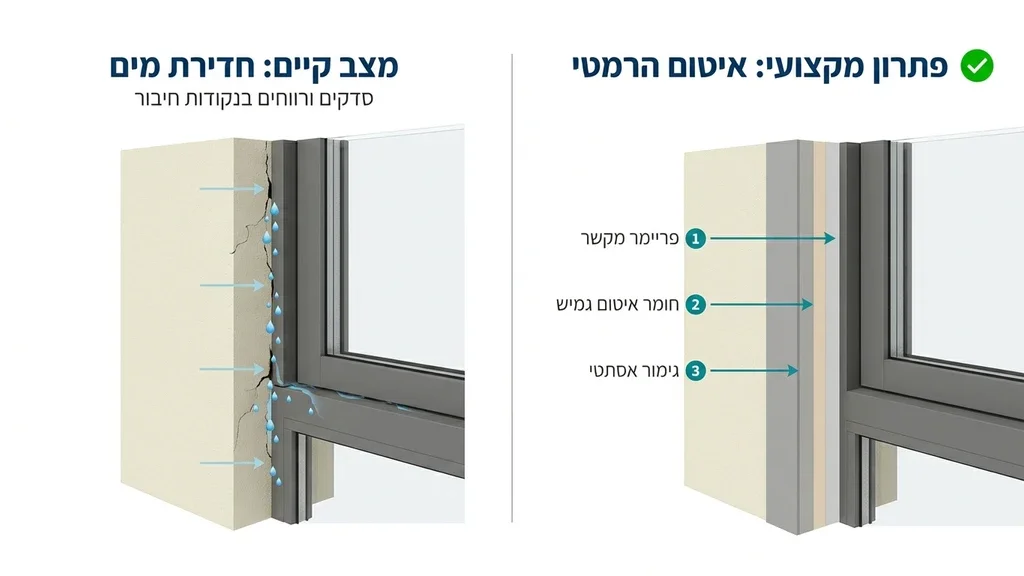 נוצר על ידי מודל בינה מלאכותית Gemini Pro יישום חומר איטום סביב חלון בגישת סנפלינג