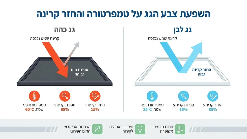 גג לבן בוהק לאחר עבודת הלבנה מקצועית להחזרת קרני שמש